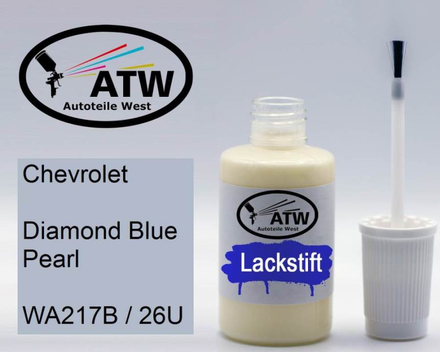 Chevrolet, Diamond Blue Pearl, WA217B / 26U: 20ml Lackstift, von ATW Autoteile West.